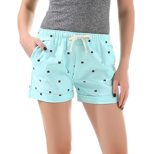 Summer Style Shorts Women Candy Color Elastic With Belt  Short