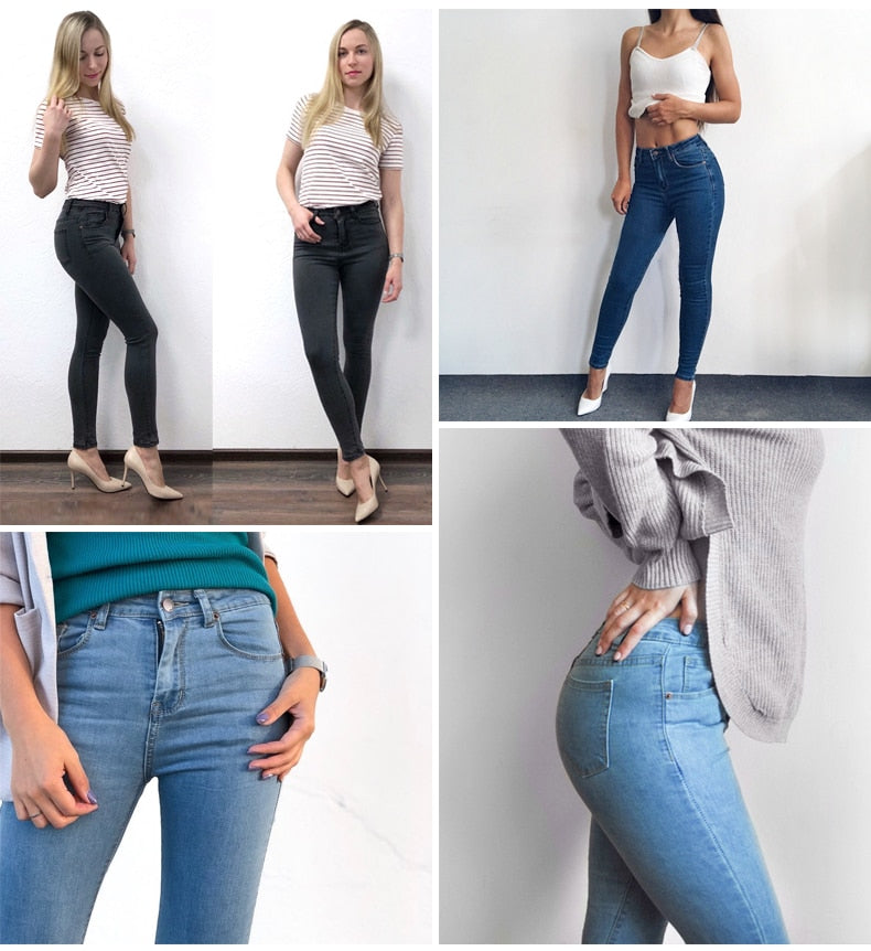 Women high waist jeans skinny jeans women plus size black