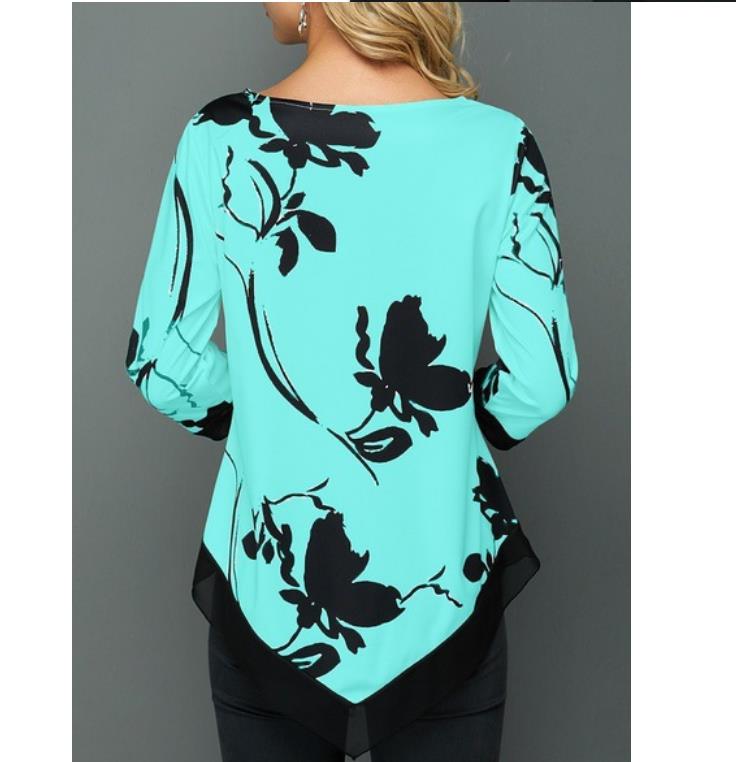 Shirt Women Spring Summer Printing  Blouse 3/4