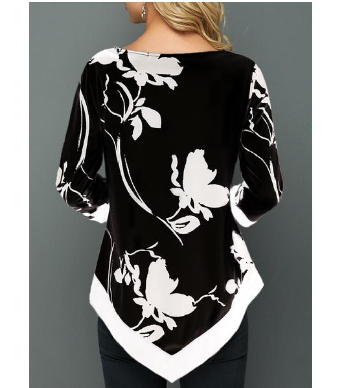 Shirt Women Spring Summer Printing  Blouse 3/4