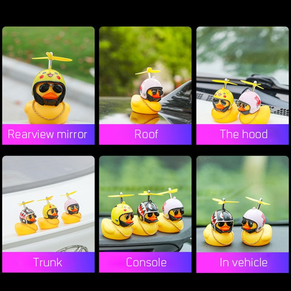 Modern distinctive duck with a fun wind helmet Yellow duck suitable for all kinds of cars