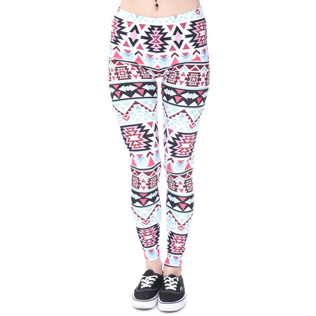 Women Fashion Legging Aztec Round Ombre Printing