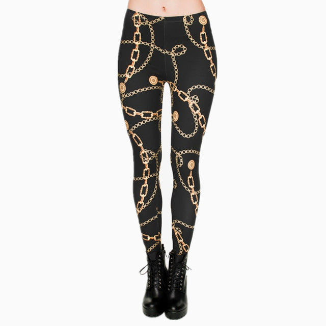 Women Fashion Legging Aztec Round Ombre Printing