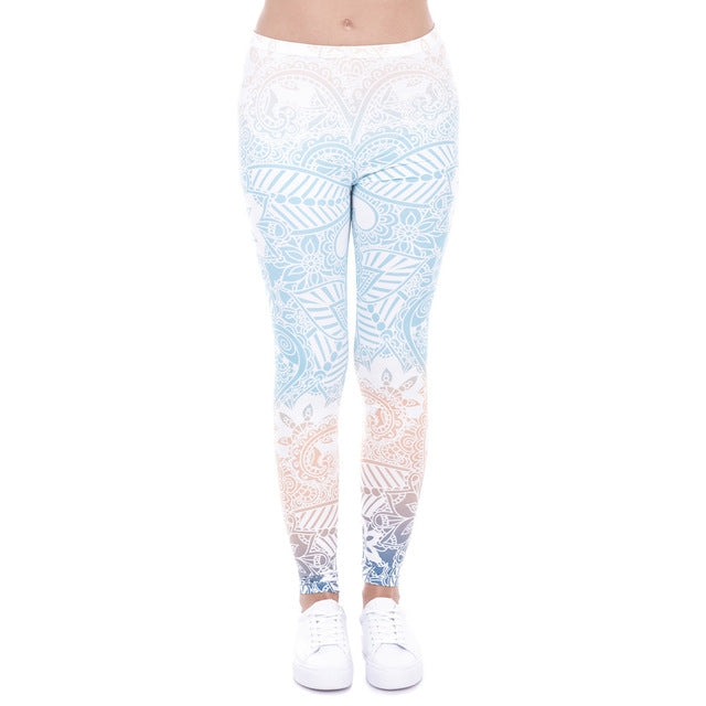 Women Fashion Legging Aztec Round Ombre Printing