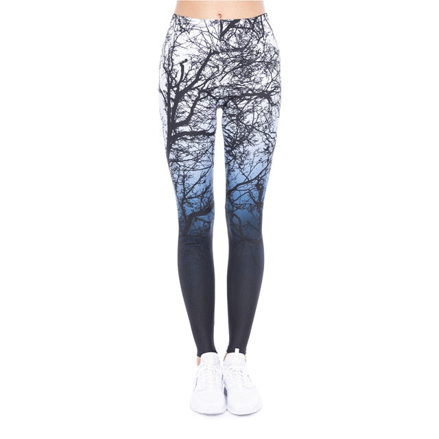 Women Fashion Legging Aztec Round Ombre Printing