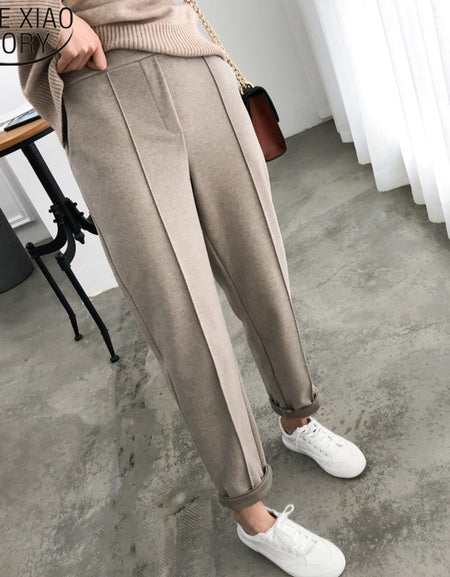 Thicken Women Pencil Pants 2020 Autumn Winter Plus Size OL Female Fleece Pattern
