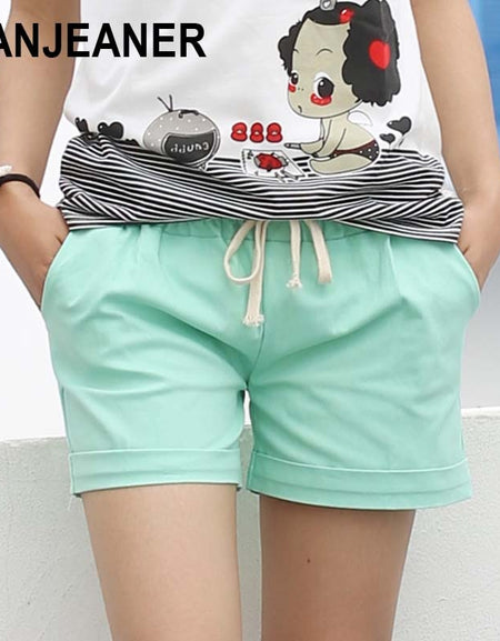 Summer Style Shorts Women Candy Color Elastic With Belt  Short