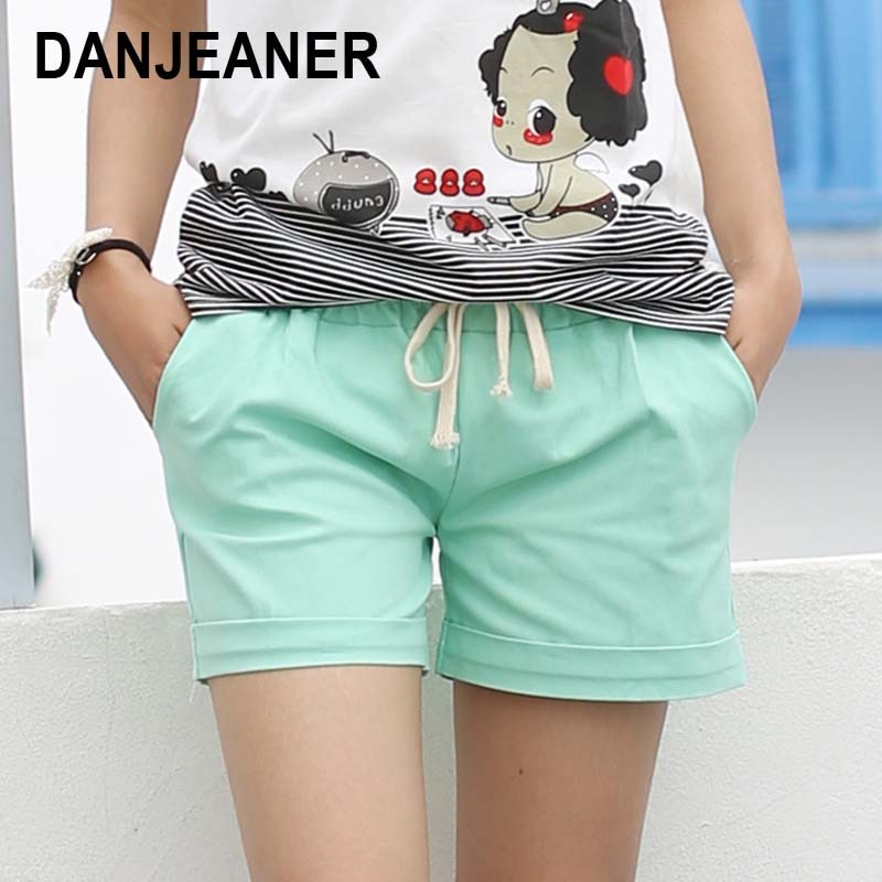 Summer Style Shorts Women Candy Color Elastic With Belt  Short