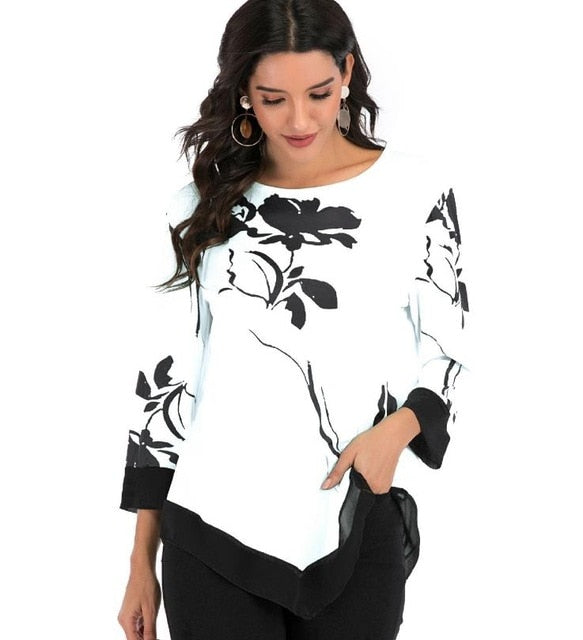 Shirt Women Spring Summer Printing  Blouse 3/4