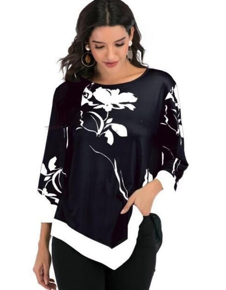 Shirt Women Spring Summer Printing  Blouse 3/4