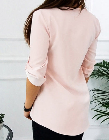 Zipper Short Sleeve Women Shirts Sexy V Neck