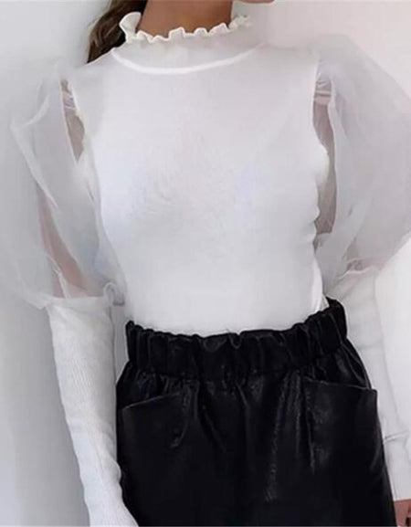 Women's Sheer Mesh Blouse New Fashion Elegant all Blouse