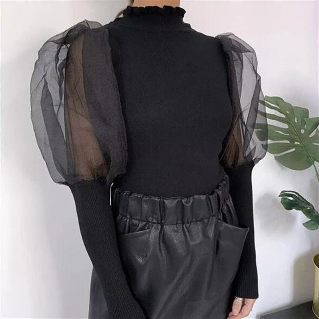 Women's Sheer Mesh Blouse New Fashion Elegant all Blouse