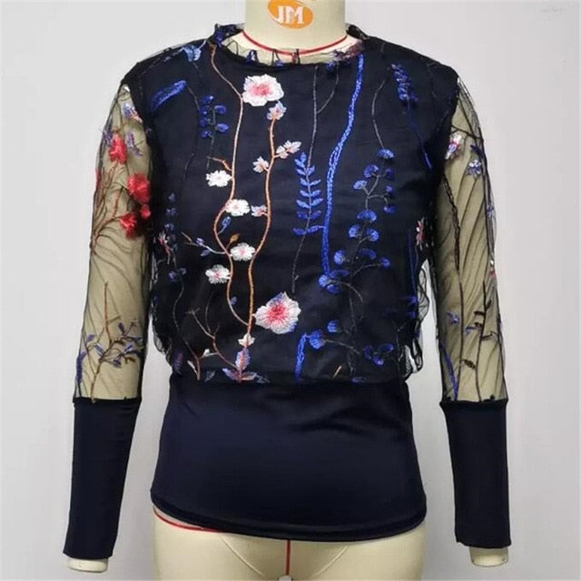 Women's Sheer Mesh Blouse New Fashion Elegant all Blouse