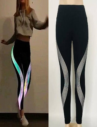 Special Women's Casual Individual Fitness Leggings Slim Stretch Elastic Glow