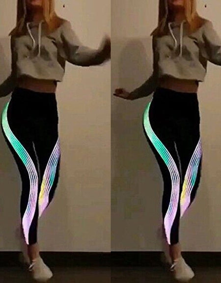 Special Women's Casual Individual Fitness Leggings Slim Stretch Elastic Glow