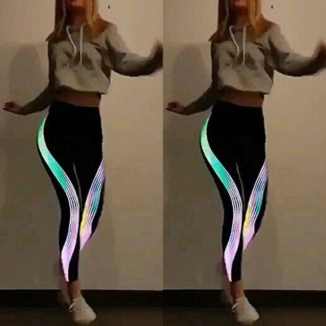 Special Women's Casual Individual Fitness Leggings Slim Stretch Elastic Glow