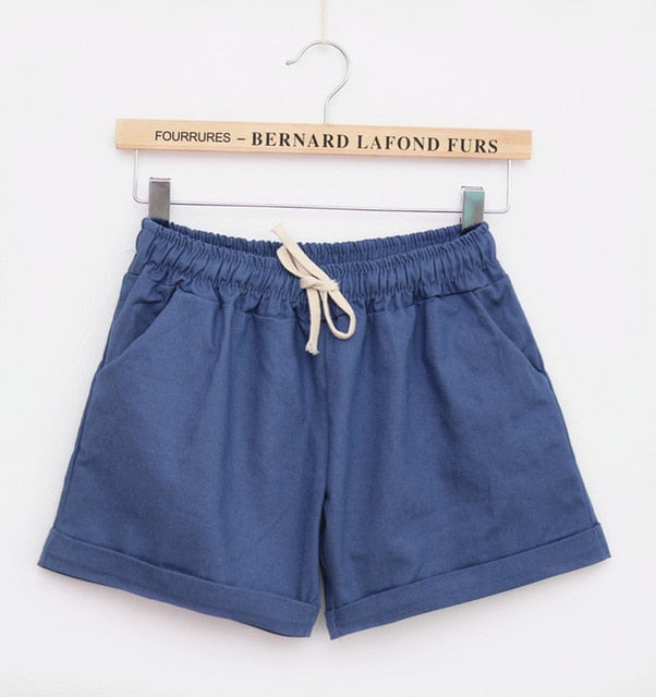 Summer Style Shorts Women Candy Color Elastic With Belt  Short