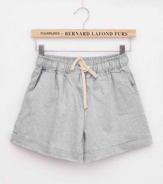 Summer Style Shorts Women Candy Color Elastic With Belt  Short