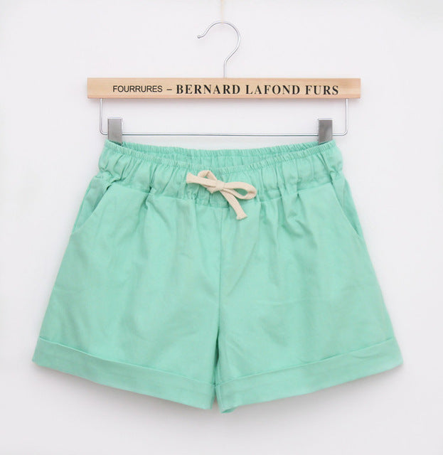 Summer Style Shorts Women Candy Color Elastic With Belt  Short