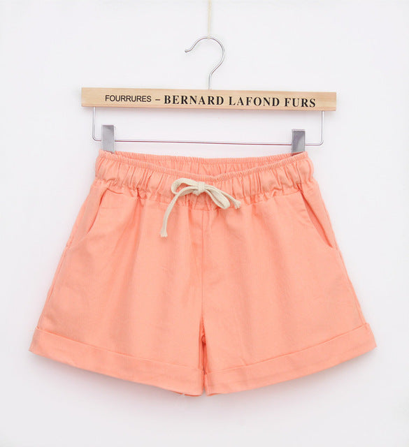 Summer Style Shorts Women Candy Color Elastic With Belt  Short