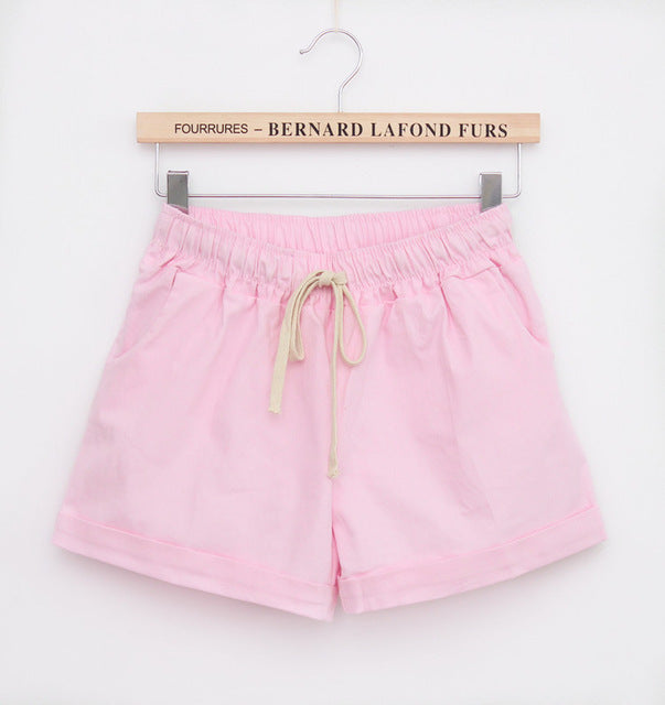 Summer Style Shorts Women Candy Color Elastic With Belt  Short