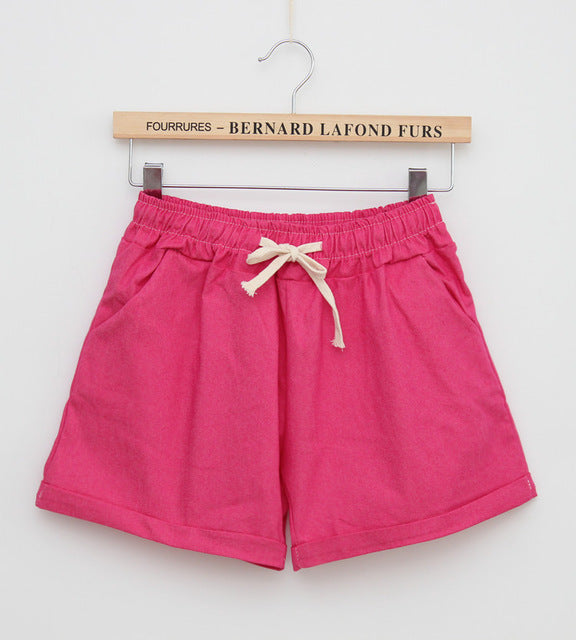 Summer Style Shorts Women Candy Color Elastic With Belt  Short