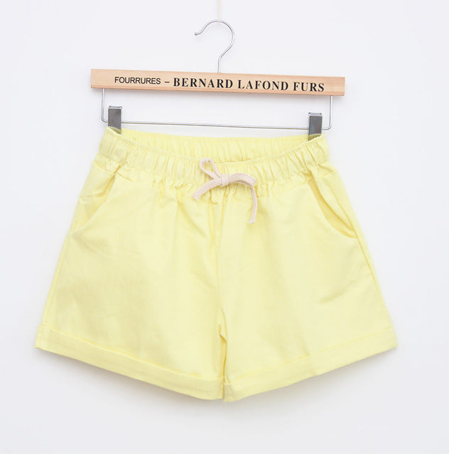 Summer Style Shorts Women Candy Color Elastic With Belt  Short