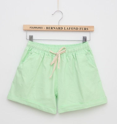 Summer Style Shorts Women Candy Color Elastic With Belt  Short