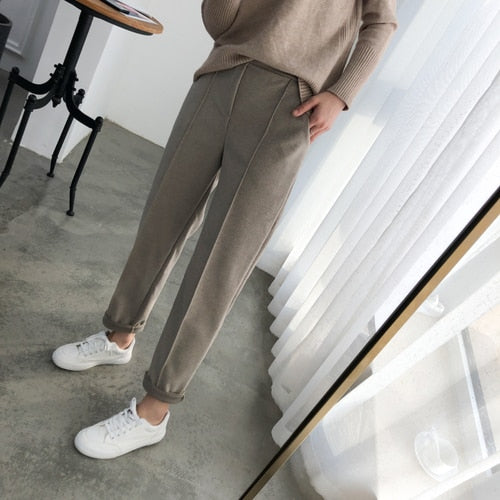 Thicken Women Pencil Pants 2020 Autumn Winter Plus Size OL Female Fleece Pattern