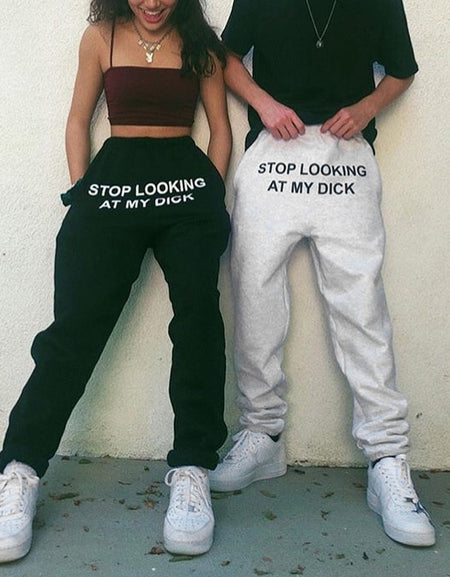 Sweat Pant Letter Print Mujer Cotton Women High Waist Black Casual Joggers Hip Hop Funny Loose Femme Trousers