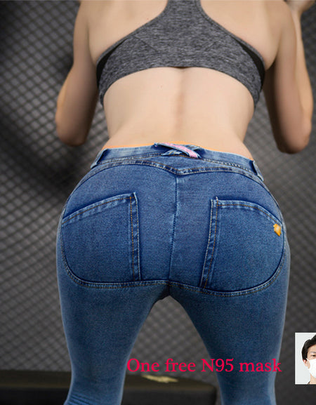 Women lift jeans slim button new style