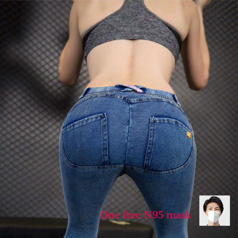 Women lift jeans slim button new style