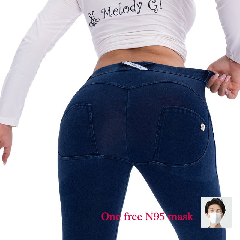 Women lift jeans slim button new style