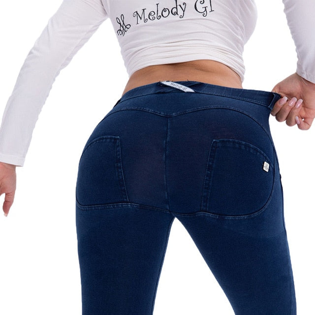 Women lift jeans slim button new style