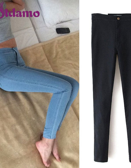 Skinny jeans for women Skinny high waist jeans woman Blue denim stretch pants