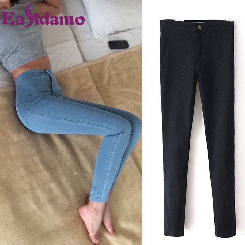 Skinny jeans for women Skinny high waist jeans woman Blue denim stretch pants