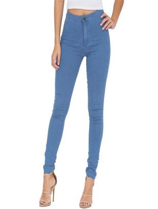 Skinny jeans for women Skinny high waist jeans woman Blue denim stretch pants