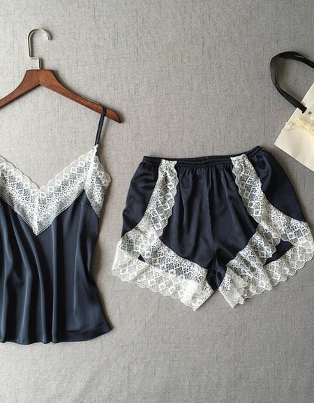 Women's Sleepwear Sexy Satin Pajama Set White