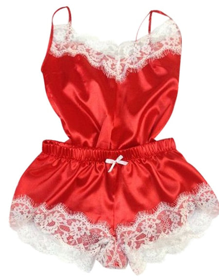 Sexy Lingerie Women Silk Lace Casual Loose Solid Sleeveless Dress