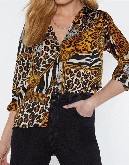 Women Blouses Sexy Leopard Blouse Shirt Long