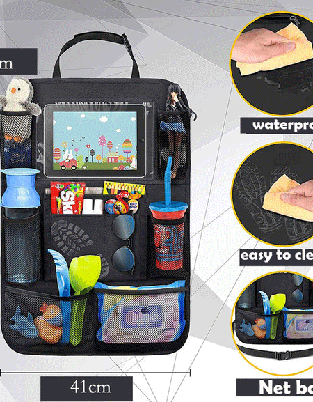 Multi-pocket car seat back organizer and storage bag