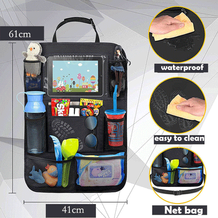 Multi-pocket car seat back organizer and storage bag