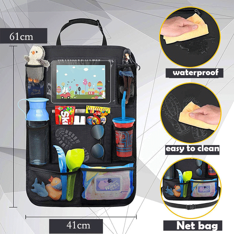 Multi-pocket car seat back organizer and storage bag