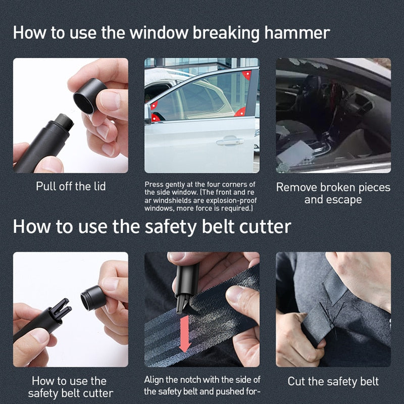 Safety belt cutter cutter device safety hammer for rescue