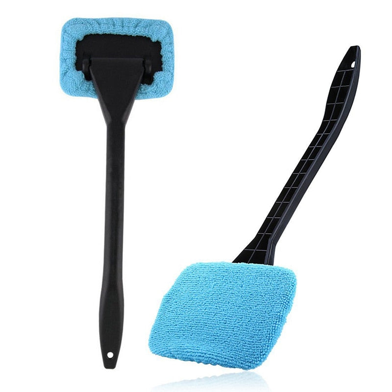 Windshield wiper microfiber cloth car window cleaner with long handle and washable brush