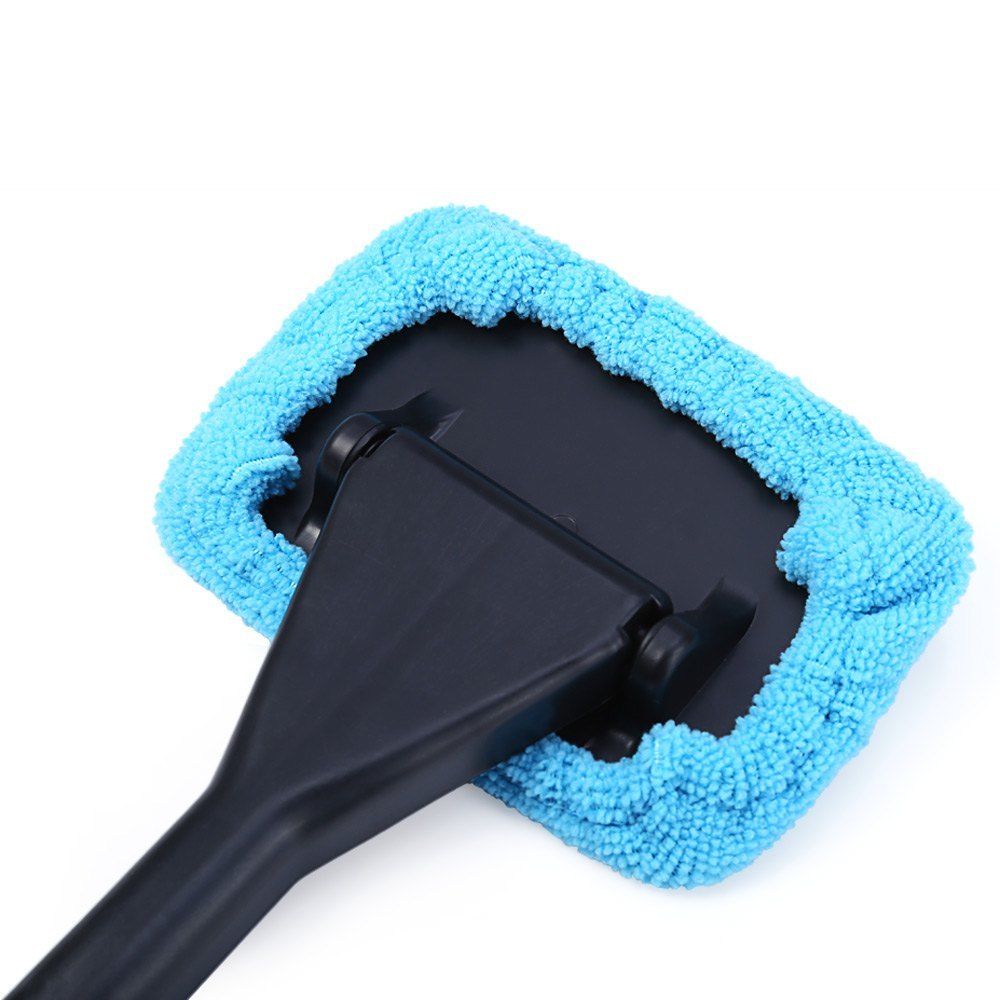 Windshield wiper microfiber cloth car window cleaner with long handle and washable brush