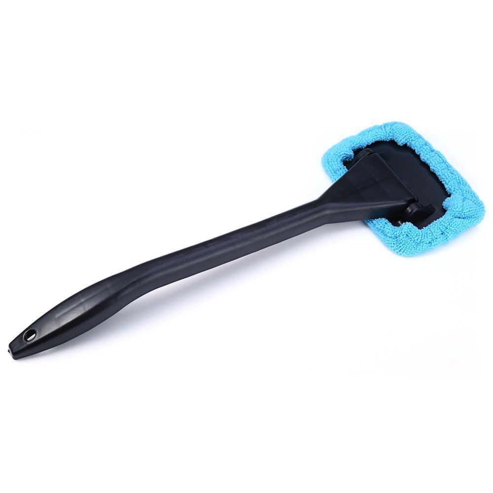 Windshield wiper microfiber cloth car window cleaner with long handle and washable brush