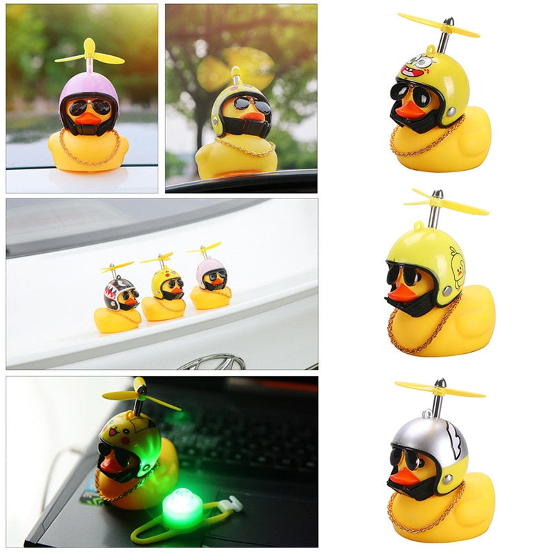 Car Duck with Helmet Broken Wind Small Yellow Duck Road Bike Motor Helmet Riding Cycling Accessories Without Lights