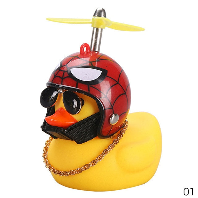 Car Duck with Helmet Broken Wind Small Yellow Duck Road Bike Motor Helmet Riding Cycling Accessories Without Lights